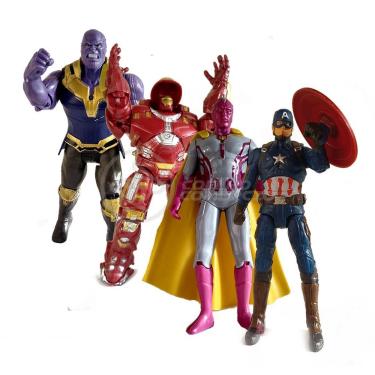 Imagem de Cartela 4x Bonecos 17cm Action Figure Vingadores End Game Capitão America Thanos Hulkbuster Visão