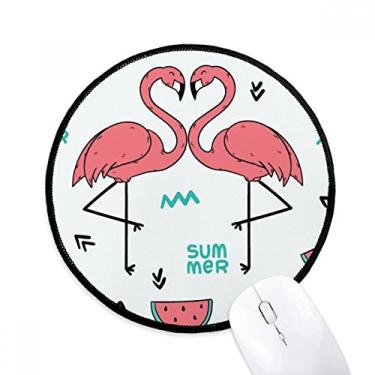 Imagem de DIYthinker Flamingo Couple Lover Mouse Pad Desktop Office Tapete Redondo para Computador