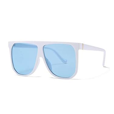 Imagem de Óculos de sol quadrados grandes de uma peça para mulheres moda uv400 óculos de sol masculinos lentes transparentes, 10, tamanho único