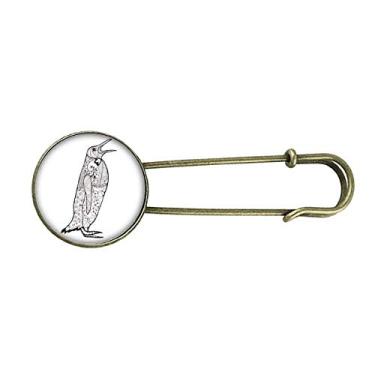 Imagem de Lindo desenho de retrato de pinguim animal retrô broche de metal clipe jóias