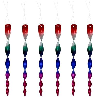 Imagem de Dispositivos assustadores de pássaros iridescentes de cor arco-íris, dispositivo de controle de varas reflexivas para manter os pássaros longe da piscina do pátio (faixa refletiva de Natal pendurada para casa como decoração) (6 peças)