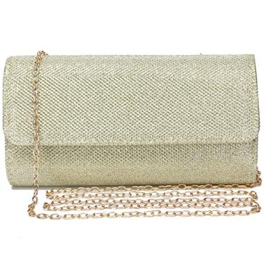 Imagem de Outrip bolsa feminina para noite bolsa clutch glitter festa de casamento bolsa de mão com corrente, Dourado, Small