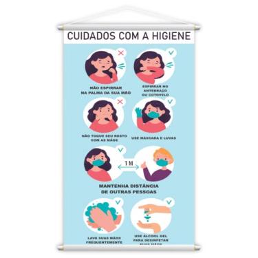 Imagem de Banner Escolar Cuidados Higiene Prevenção Doenças 120x60cm