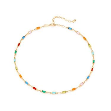 Imagem de Colar Choker Rommanel Banhado Ouro Cristais Coloridos 531882