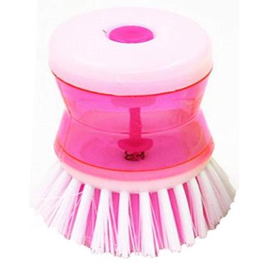 Imagem de Utensílios De Cozinha Rosa Escova Com Dispenser Para Detergente Prático Lava Louças Moderno Top Rio