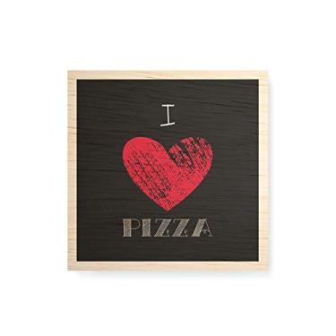 Imagem de Arte Maníacos Quadro decorativo com moldura caixa branca em Madeira - I Love Pizza - 30x30cm