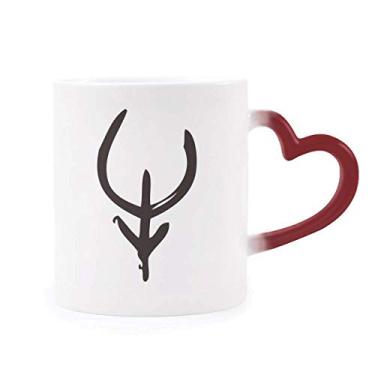 Imagem de Caneca Bones Inscriptions com zodíaco chinês sensível ao calor, caneca vermelha que muda de cor
