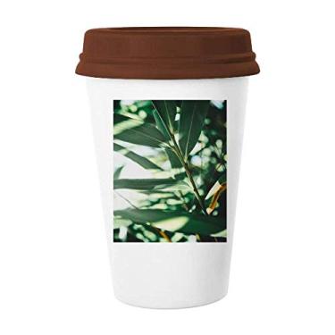 Imagem de Caneca de vidro de cerâmica para copo de cerâmica com foto da natureza da folha verde
