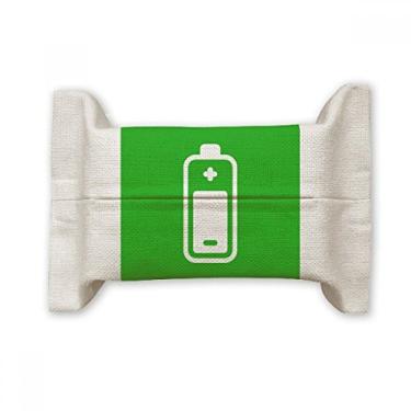 Imagem de Bolsa de linho de algodão para lenços faciais com marcador de aviso verde