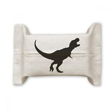 Imagem de Bolsa de linho de algodão para lenços faciais de ossos pretos de dinossauro