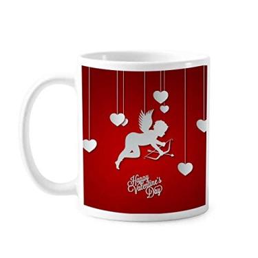 Imagem de Caneca vermelha branca anjo feliz dia dos namorados cerâmica café porcelana caneca de cerâmica