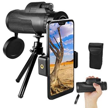 Imagem de Telescópio monocular, monóculos 40x60 para suporte de smartphone e tripé, monóculo BAK4 Prism HD Zoom para caminhadas para observação de pássaros adultos