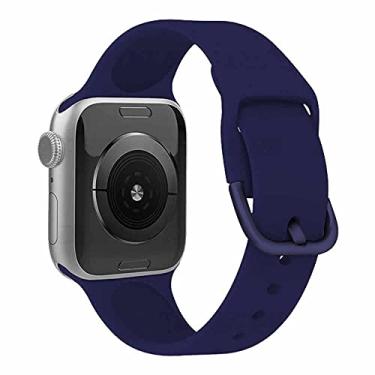 Imagem de Pulseira Silicone Moderna compatível com Apple Watch 45mm 44mm e 42mm - Marca LTIMPORTS (Azul Marinho - Tamanho S/M [P])