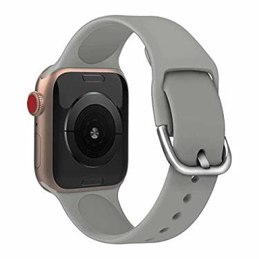 Imagem de Pulseira Silicone Moderna compatível com Apple Watch 45mm 44mm e 42mm - Marca LTIMPORTS (Cinza - Tamanho S/M [P])