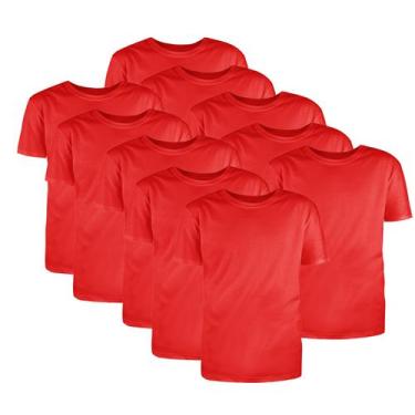 Imagem de Kit Com 10 Camisetas Básicas Algodão Vermelha Tamanho P - Mc Clothing