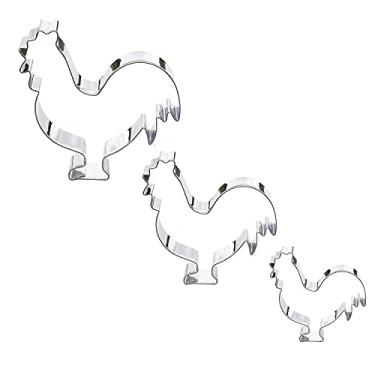 Imagem de Cortador de biscoito Rooster – Aço inoxidável, Prata, 3pc