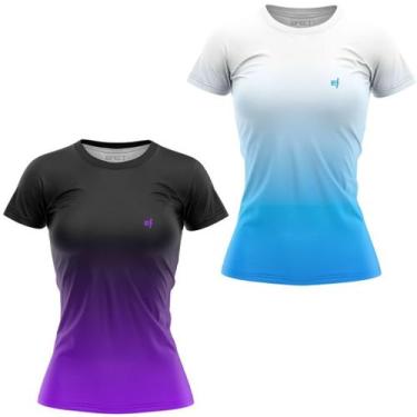 Imagem de Kit 2 Blusa Academia Feminina Fitness Camiseta Treino Dry Fit Camisa C