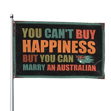 Imagem de Bandeiras para pendurar em seu quarto você não pode comprar felicidade, mas você pode se casar com uma decoração de cerveja com bandeira australiana decoração retrô (tamanho: 152X244CM)
