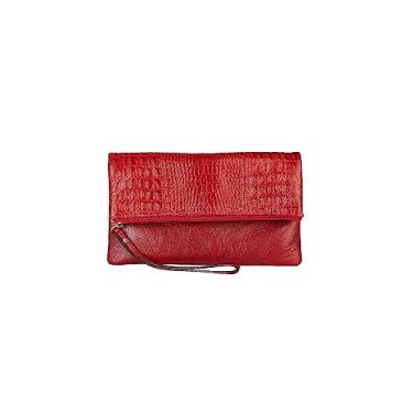 Imagem de Clutch de couro croco Nikki - Vermelho