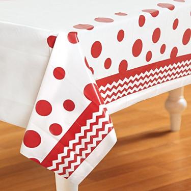 Imagem de Creative Converting Capa de mesa de plástico Celebrations, 137 x 274 cm, vermelho clássico