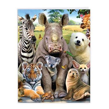 Imagem de NobleWorks - Cartão de desenho animado grande Feel Better (21 x 28 cm) - Get Well Soon Humor, Funny Comic Greeting - Here Looking at Zoo J6639AGWG-US