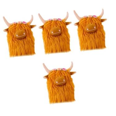 Imagem de Uonlytech 4 Pçs Boneca Iaque Highland Vaca De Pelúcia Animal De Pelúcia Vaca Highland Touro Estatueta Vaca Sofá Boneca Vaca Peluda Animal De Pelúcia Highland Vaca Brinquedo De Pelúcia
