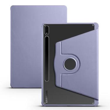 Imagem de Estojo protetor à prova de choque Capa traseira transparente compatível com Samsung Galaxy Tab S8 Plus 12,4 polegadas/S7 Plus/S7 FE SM-X800, SM-X806,T730,T790, suporte giratório de 360 ​​graus Folio F