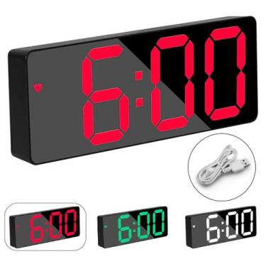 Imagem de Relógio De Mesa E Parede Digital Led Com Data Alarme Linha Premium - H