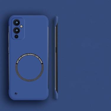 Imagem de Capa de telefone magnética sem moldura para PC rígido para Oneplus 10 Pro 9R 9RT 10R 10T 11 9 8T 7T 8 7 Pro Capa fina fosca, azul escuro, para OnePlus 7 Pro