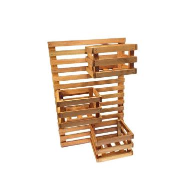 Imagem de Jardim Vertical 60 X 40 Painel Madeira 3 Cachepots 16X18