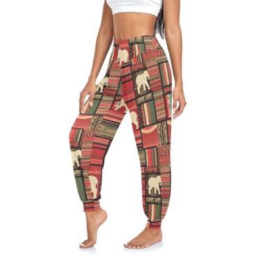 Imagem de Calças de ioga vintage para mulheres calças de treino calças de cintura elástica calças harém de cintura alta, Tema Animal Tribal, GG