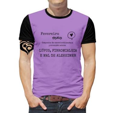 Imagem de Camiseta Fevereiro Roxo Plus Size Masculina Blusa - Alemark