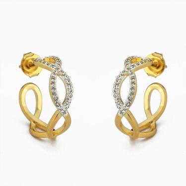 Imagem de Brinco Argola Infinito Cravejado Zircônia Banhado A Ouro 18k