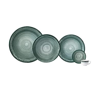 Imagem de Serviço de Jantar e Café 30 Peças com Bowl Multiuso em Porcelana, Modelo Redondo Oca, Decoração Esfera Verde, Porcelana Schmidt