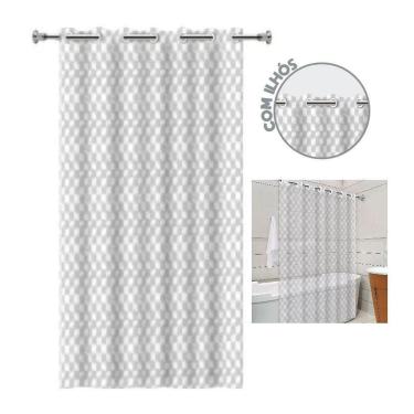 Imagem de Cortina Box Banheiro 3D Com Ilhós Antimofo E Bactérias