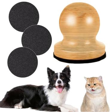 Imagem de Almofada para arranhar unhas de cachorro, lixa de madeira para animais de estimação, triturador manual de unhas para cães com 3 lixas substituíveis para cães, animais de estimação, gatos (marrom C)