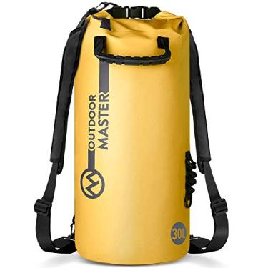 Imagem de Saco Seco OutdoorMaster – Bolsa Impermeável – Acessórios Kayak Mochila Impermeável para a Praia, Rafting, Pesca, Caiaque, Natação, Presentes de Barco para Homens e Mulheres, Tuscany Yellow, 30L