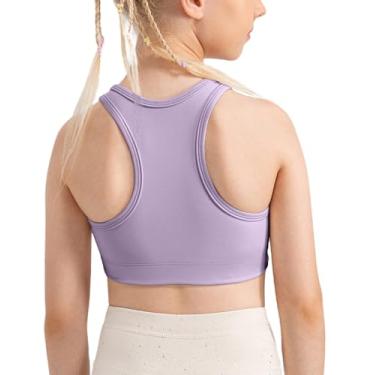 Imagem de Camiseta regata atlética para meninas com costas estilo nadador sem mangas para dança acolchoada para ioga e treinamento esportivo para meninas, Roxo, fada, 11-12 Anos