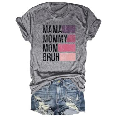 Imagem de Camiseta para mamãe feminina Mom Life Graphic Tees Casual Cute Mother's Day Tops for Mommy, 27-cinza-2, M