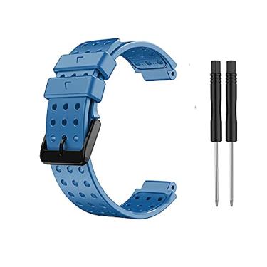 Imagem de Pulseira de relógio azul para Garmin Approach S20/ S5/ S6, pulseira de substituição personalizada de silicone macio compatível com Garmin Forerunner 220/230/ 235/620/ 630/ 735XT/ 235lite