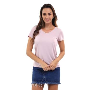 Imagem de Camiseta T-Shirt Feminina Gola V em Viscose Dry (M, Rosa Cereja)