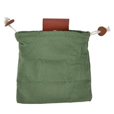 Imagem de Bolsa de colheita de frutas cintura em L estilo PU dobrável Save Space Belt Bolsa de coleta de bolsa de armazenamento cáqui (PU verde militar)