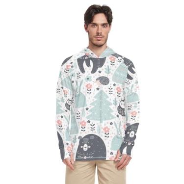 Imagem de Animals Fox Camiseta masculina com capuz, proteção UV, manga comprida, com capuz, FPS 50+, secagem rápida, erupção UV, Raposa de animais, P