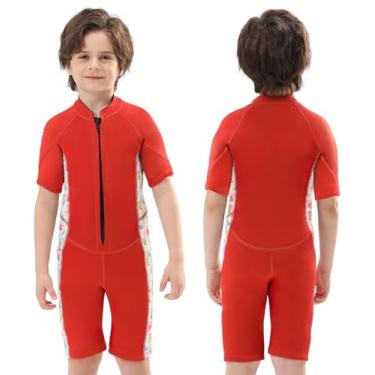 Imagem de REALON Roupa de mergulho infantil para meninas, meninos, crianças e jovens, 3 mm, neoprene, roupa de banho quente em água fria, maiô térmico, zíper nas costas, para natação, mergulho, jet ski, surfe