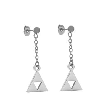 Imagem de HANMOZTION Colar com pingente de triângulo Zeldas para homens e mulheres, aço inoxidável, triforce, triforce, amuleto, gargantilha, Normal, Aço inoxidável, Pedra preciosa na