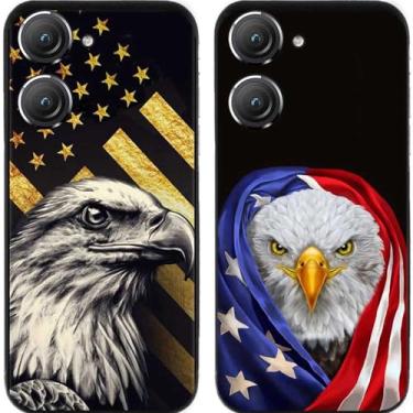 Imagem de 2 peças bandeira dos EUA águia TPU gel silicone capa de telefone traseira para Asus Zenfone 8/9 / 10 (Asus Zenfone 10)