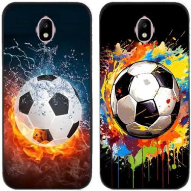 Imagem de 2 peças de capa de telefone traseira de silicone em gel TPU impresso futebol para Samsung Galaxy todas as séries (Galaxy J3 Pro 2017 J330)