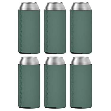 Imagem de TahoeBay 6 mangas finas de lata – Coolers de cerveja de neoprene em branco – Compatível com RedBull de 325 ml, Michelob Ultra, seltzer de garra branca (verde floresta, 6)