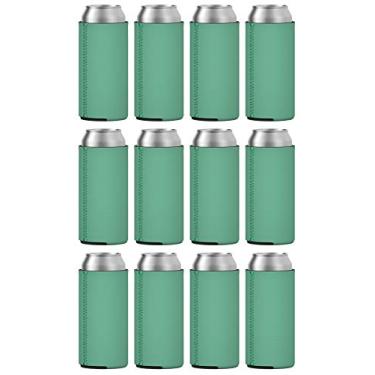 Imagem de TahoeBay 12 mangas finas de lata – Coolers de cerveja de neoprene em branco – Compatível com RedBull de 325 ml, Michelob Ultra, seltzer de ponta de garra branca (Emerald, 12)