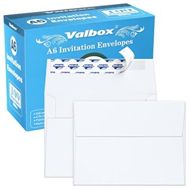 Imagem de Envelopes de papel kraft da ValBox 100 Qtd, autovedação, branco para cartões, fotos, convites, casamentos, chá de bebê, aniversário, anúncios, RSVP, Branco, A6 (6.5 x 4.75 Inches)
